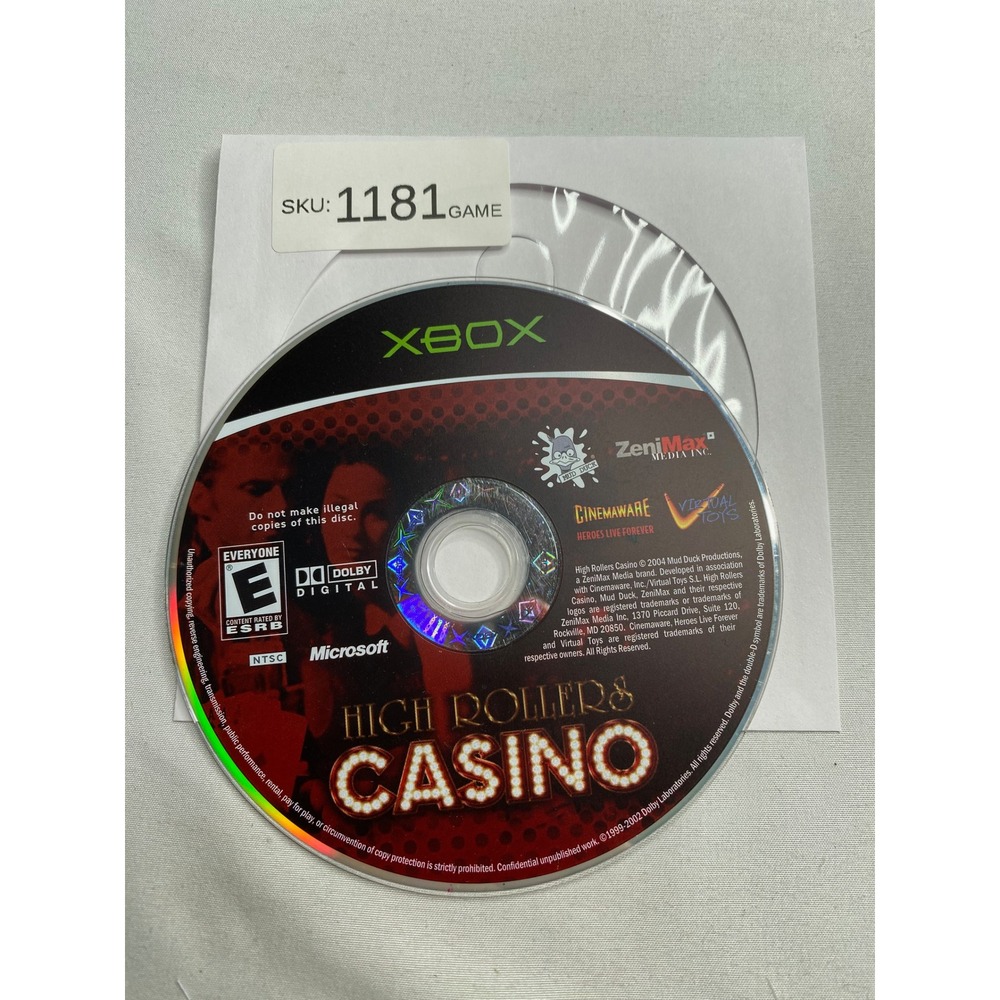 High Rollers Casino Xbox Original Game Disc